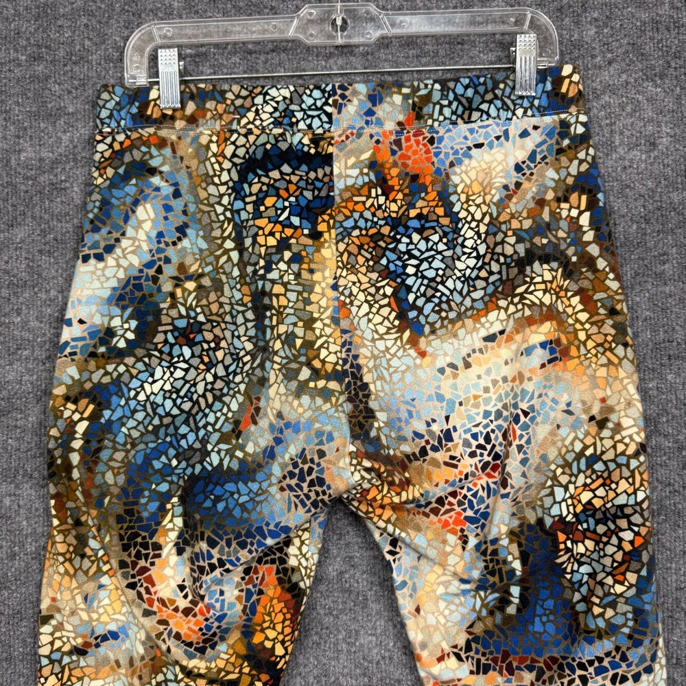 Soft Surroundings Leggings Womens M Blue Mosaic Cotton Blend Stretch Pull On - Picture 11 of 12